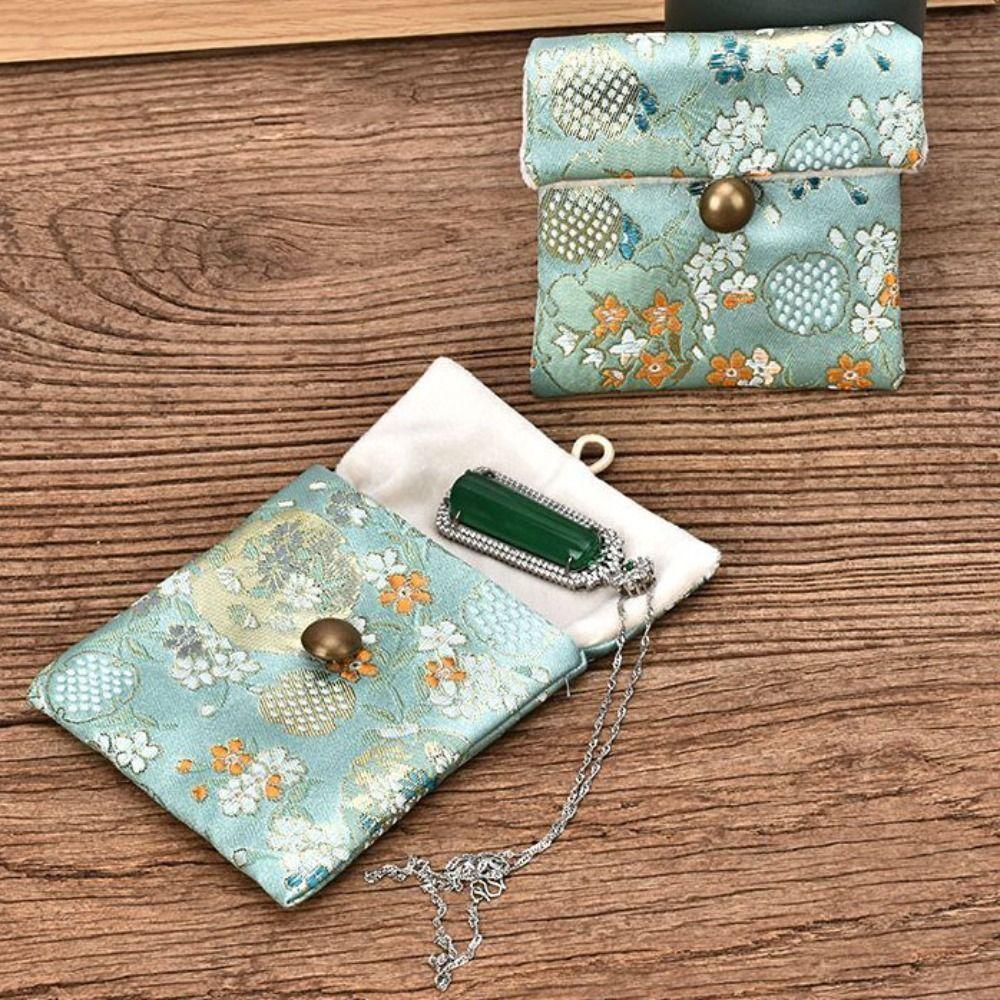Embroidered Flowers Jewelry Packing Bag Rings Necklace Jewelry Holder Earrings Storage Case Travel