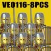 8PCS Medieval Military Gothic Knights Building Blocks Castle Army Guard Soldier Figures Sword Axe Hammer Accessories Bricks Toys Gift