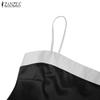 ZANZEA Womens Patchwork Casual Summer Sleeveless Sling Long Dress