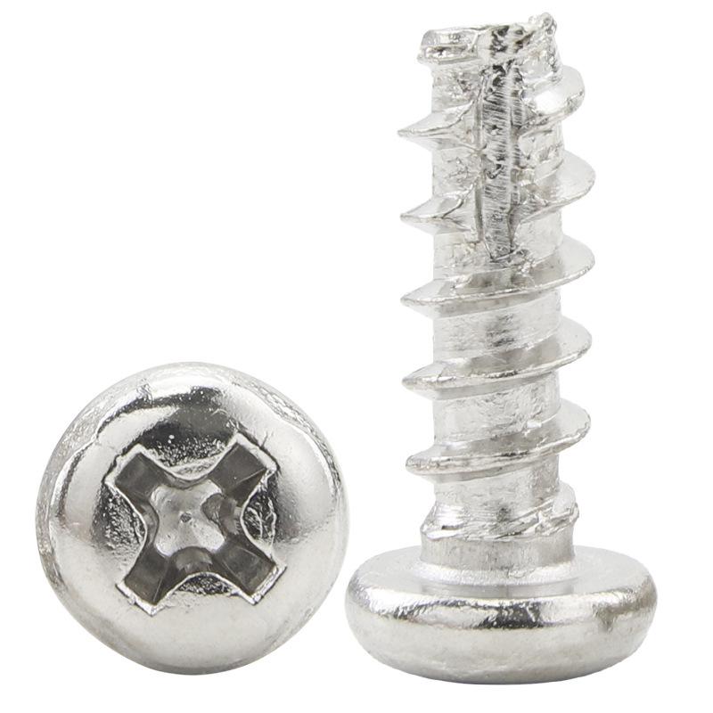 Саморез с круглой головкой и крестообразным шлицем, оцинкованный, углеродистая сталь, цилиндрическая головка, режущий хвостовик, M2/M3/M4/M5