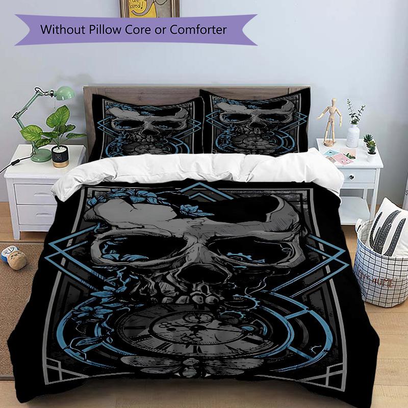 3pcs bedding set Skull Clockwork Includes 1 Comforter + 2 Pillowcases, Without Pillow Inserts, Soft Comfortable, Lightweight Breathable, Pri
