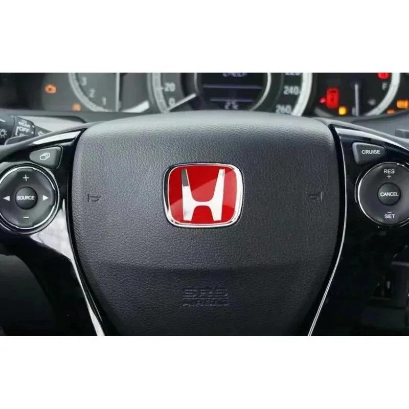 ZMJ4 Car Steering Wheel Emblem H-Sticker For Honda Civic Accord City CRV Jade Fit Odyssey Hybrid Red Black Blue Interior Modification