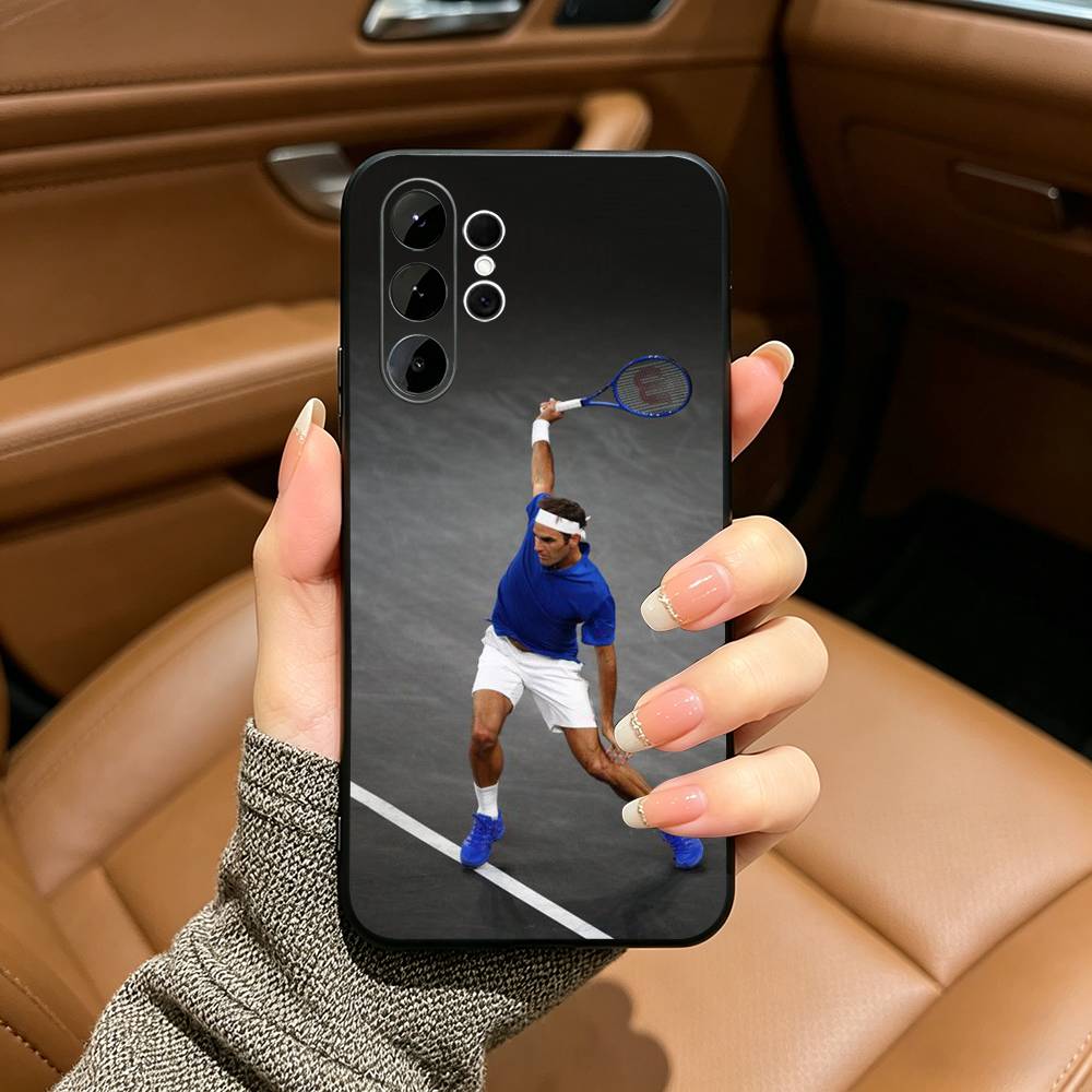 Roger Federer Tennis Legend Black Soft Silicone Phone Case for Samsung Ultra S25, S24, S21, S22, S23, S30, Plus, FE, Lite