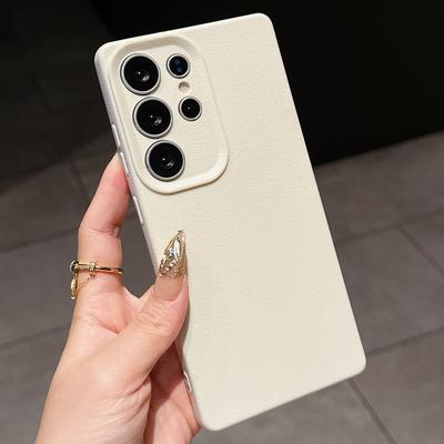 Чехлы для телефонов Samsung Galaxy A06 A07 A16 A26 S25 Xiaomi Poco F7 X7 Redmi для iPhone 17 16 15 Pro Max Infinix Realme, мягкий белый чехол из ТПУ с текстурой кожи