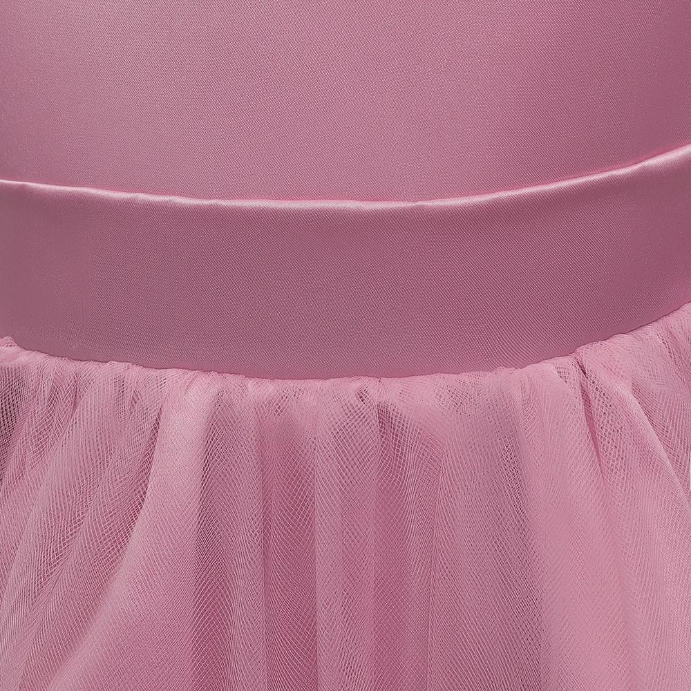 Модное платье для девочек с сетчатым бантом и рукавами-крылышками