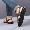 Men Black Leather Sandals Summer Brown Outdoor Hiking Sandals Outdoor Wide Head Beach Shoes for Father Over Sized