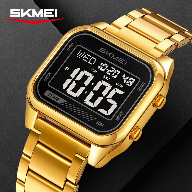 SKMEI 2478 Waterproof Digital Electronic Stainless Steel Clock LED Display Wristwatches Sport Watches for Men Mens Reloj Hombre