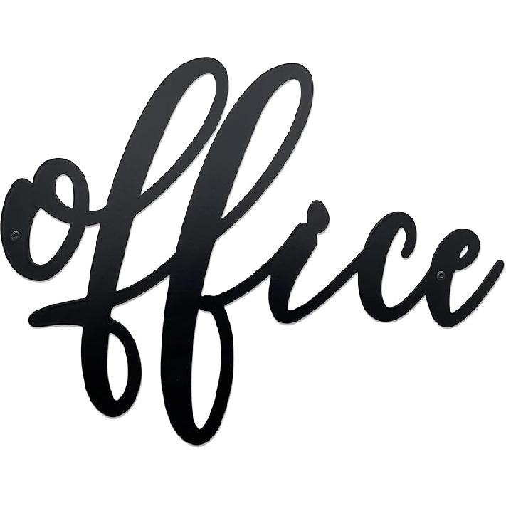 Металлическая табличка на дверь офиса для дома и бизнеса – Художественное настенное украшение с современным шрифтом | Черные офисные таблички для стен, 9" x 7"