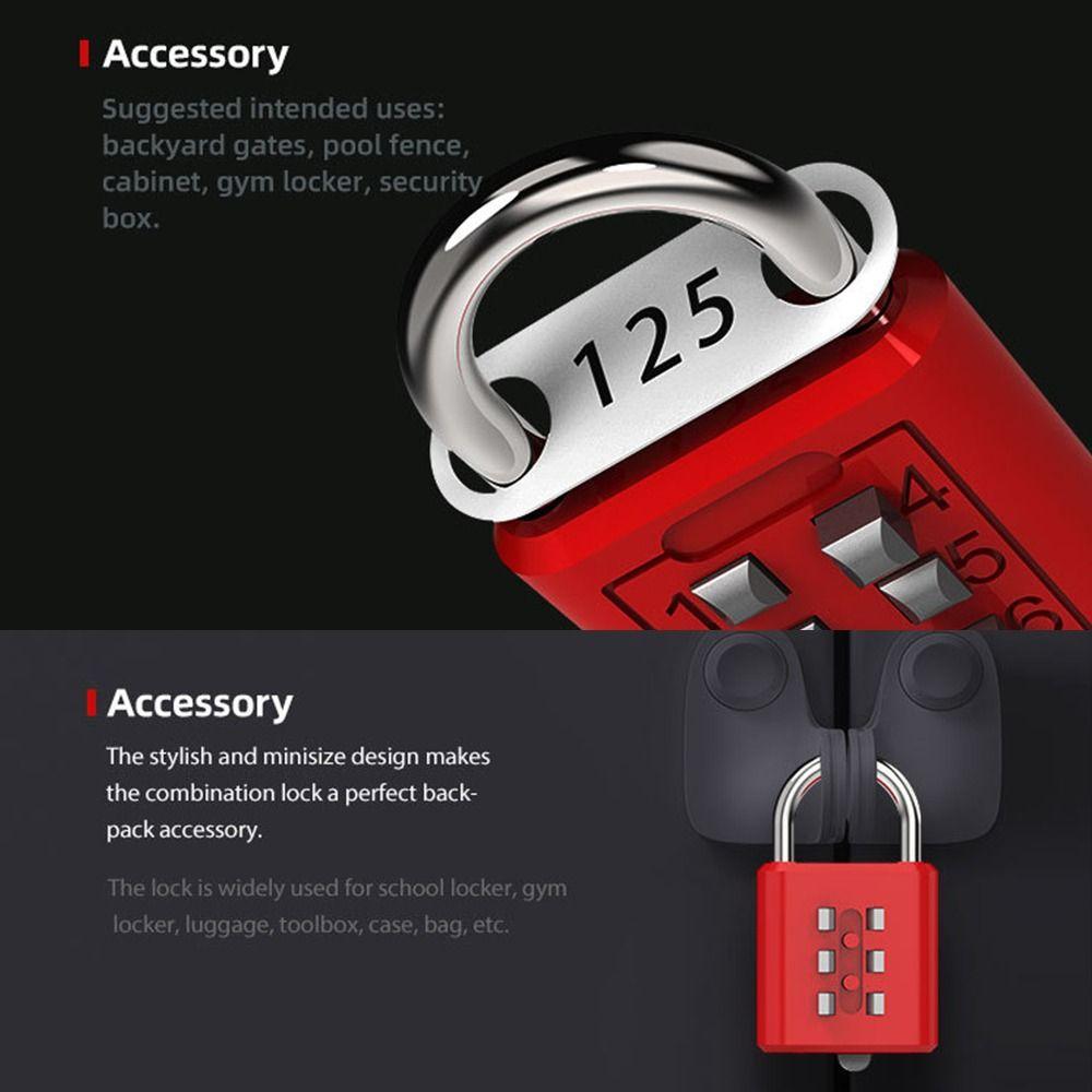 Security Dormitory Cabinet  Lock Luggage Padlock Backpack Zipper Lock 6 Digit Button Password Lock