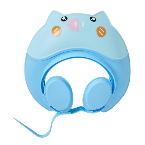 Детская шапочка для душа, безопасная силиконовая защитная шапочка для ванны, мягкая шапочка с козырьком в форме мультфильма, регулируемый ремешок, водонепроницаемая шапочка для мытья шампунем