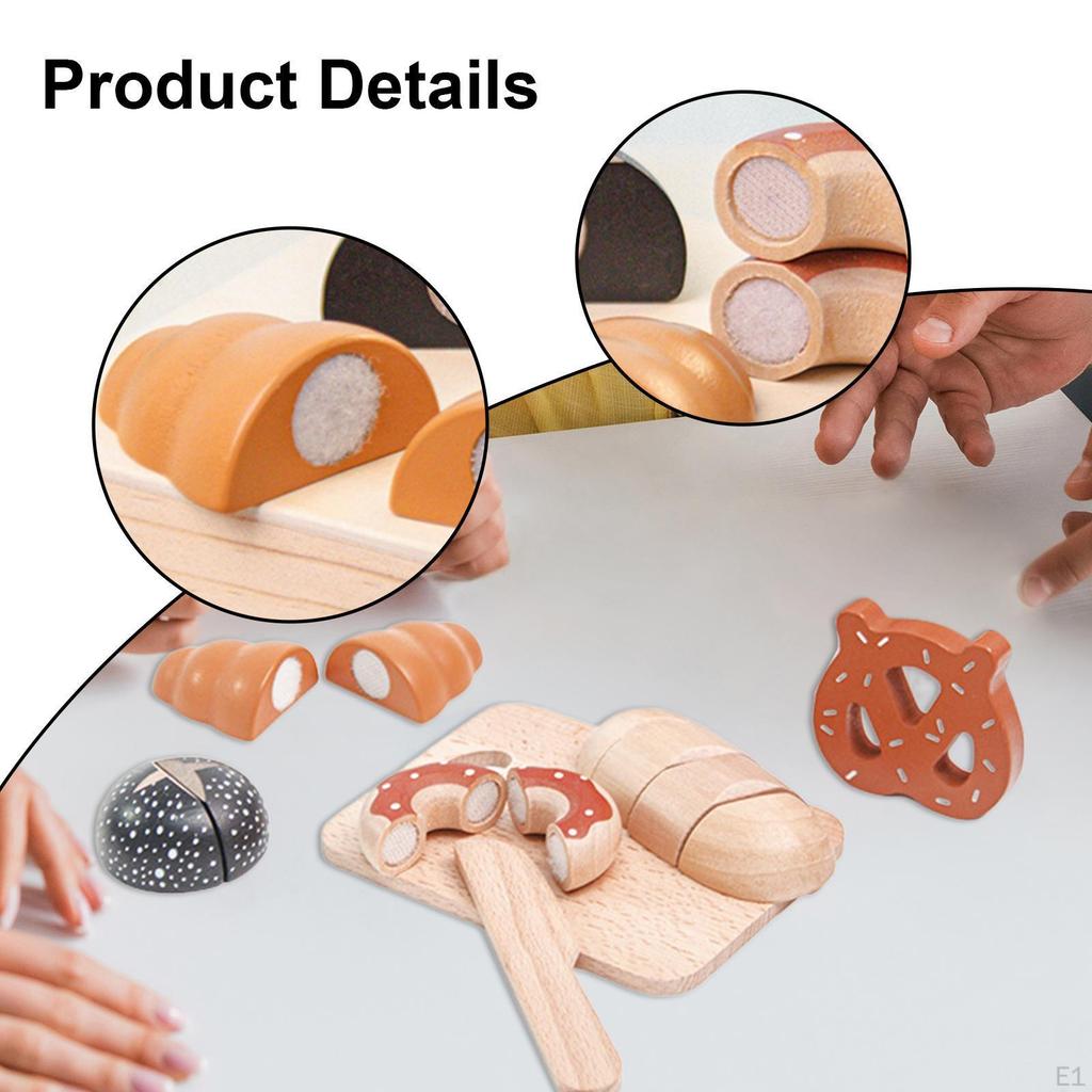 Kids Wooden Cutting Play Foods Toy Pretend Motor Skill Preschool Sharing Kitchen Playset