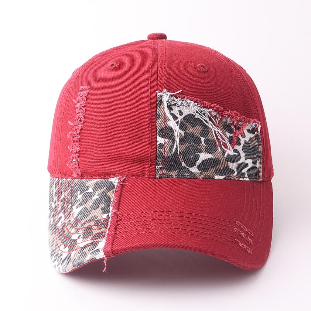 American retro old baseball hat women's new spring and autumn niche design leopard print color matching cap