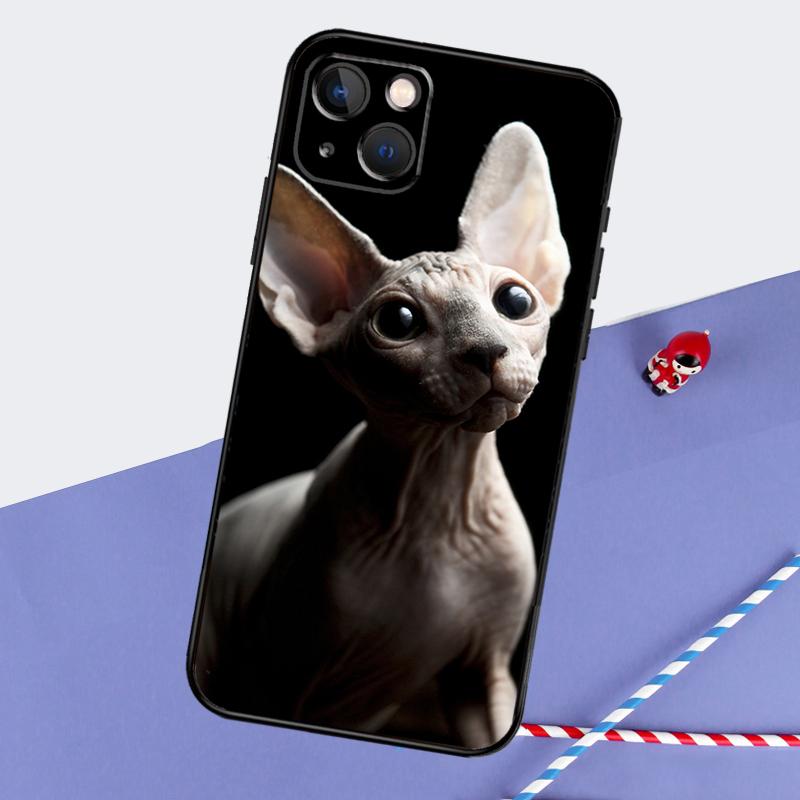 Sphynx Cat Phone Case For iPhone 16 15 Pro Max 12 13 Mini 11 14 Pro Max XR 16 15 Plus 16e Cover Coque