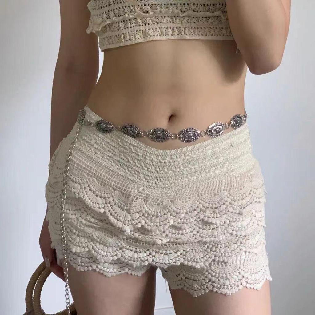 Женская универсальная модная металлическая поясная цепочка - декоративный ремень для платьев и свитеров