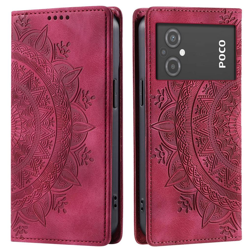Для Xiaomi POCO M5, M4 5G Чехол-бумажник с откидной крышкой из ПУ-кожи с тиснением «Мандала», с магнитной застежкой