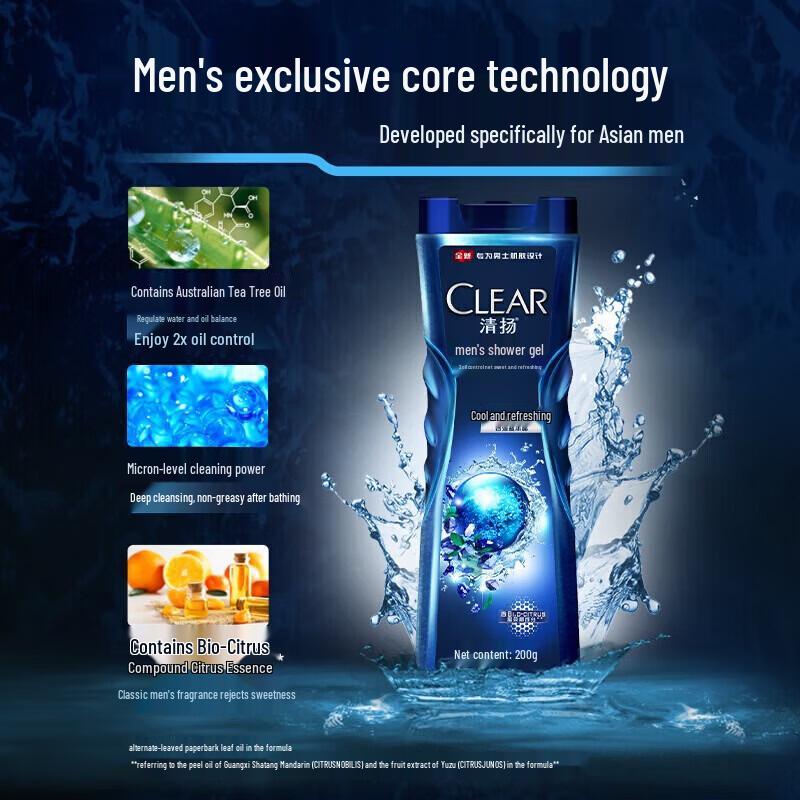 Гель для душа Clear Men Балансирующий, Контроль жирности, Охлаждающий и Освежающий