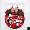 Merry Christmas Decorations Wreath Plaid Hanging Sign Rustic Wooden Holiday Decor