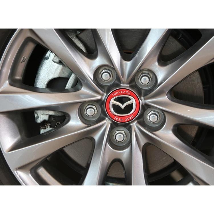 Aluminum Alloy 100 Years Corporation Side Fender Wheel Hub Cover Emblem Sticker for Mazda 3 Axela BP CX-30 Accessories 2020-2023