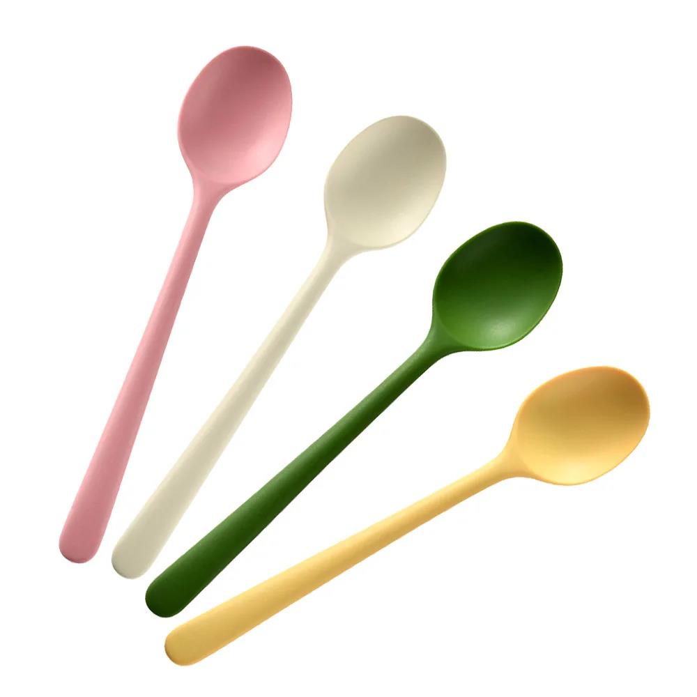 4Pcs Silicone Spoon Set Portable Non-Slip Reusable Dinner Dessert Spoon for Travel School Party Dishwasher Safe4