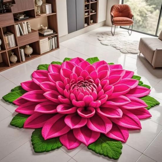 3D Flower Floor Mat Absorbent Large Flower Area Rug Non-Slip Bathroom