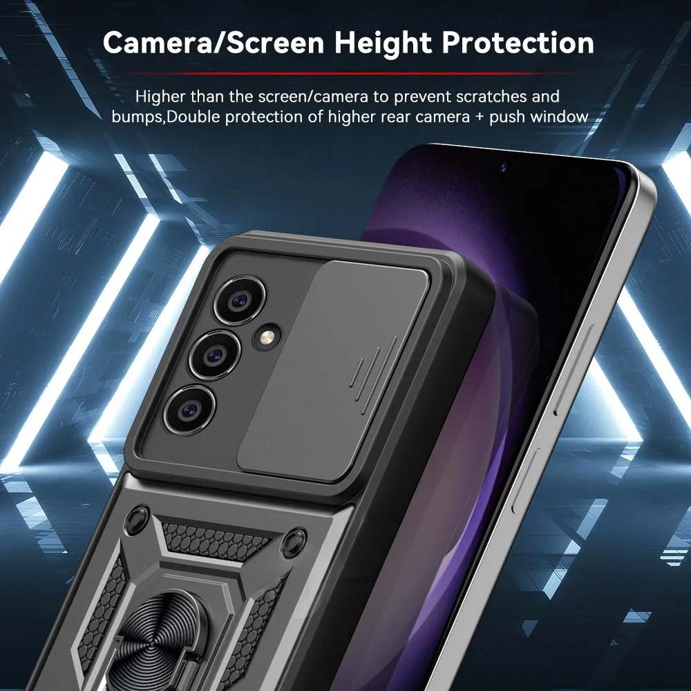 Чехол для Samsung Galaxy A17 A07 A56 A36 A26 A16 A06 A55 A35 A25 A15 A05S M56 M06 Бронированный чехол с держателем-кольцом и защитой для объектива, противоударный