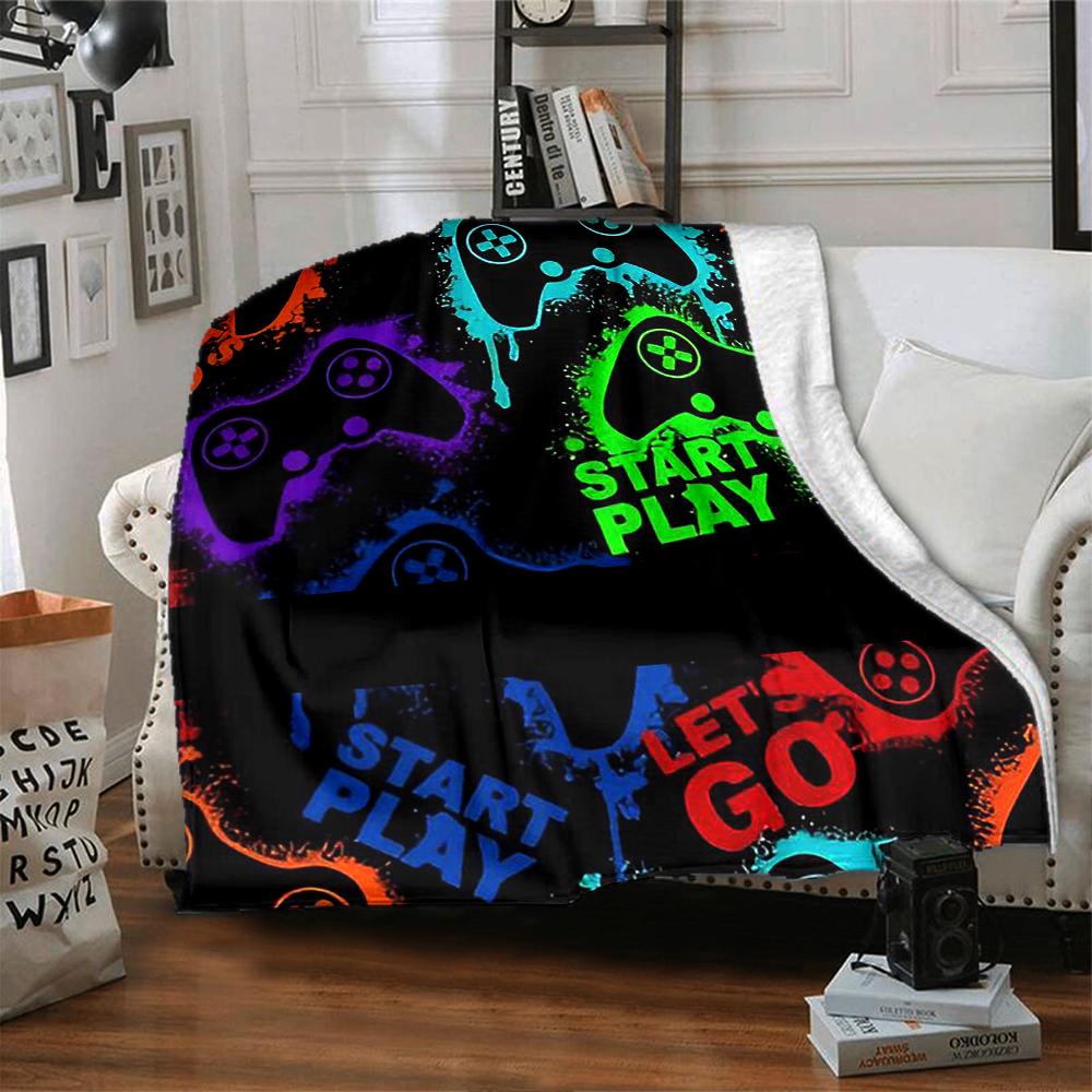 Game Controller Theme Printed Blanket - Perfect for Couch, Bed, Travel & Outdoor Use | Machine Washable, Cozy & Durable.