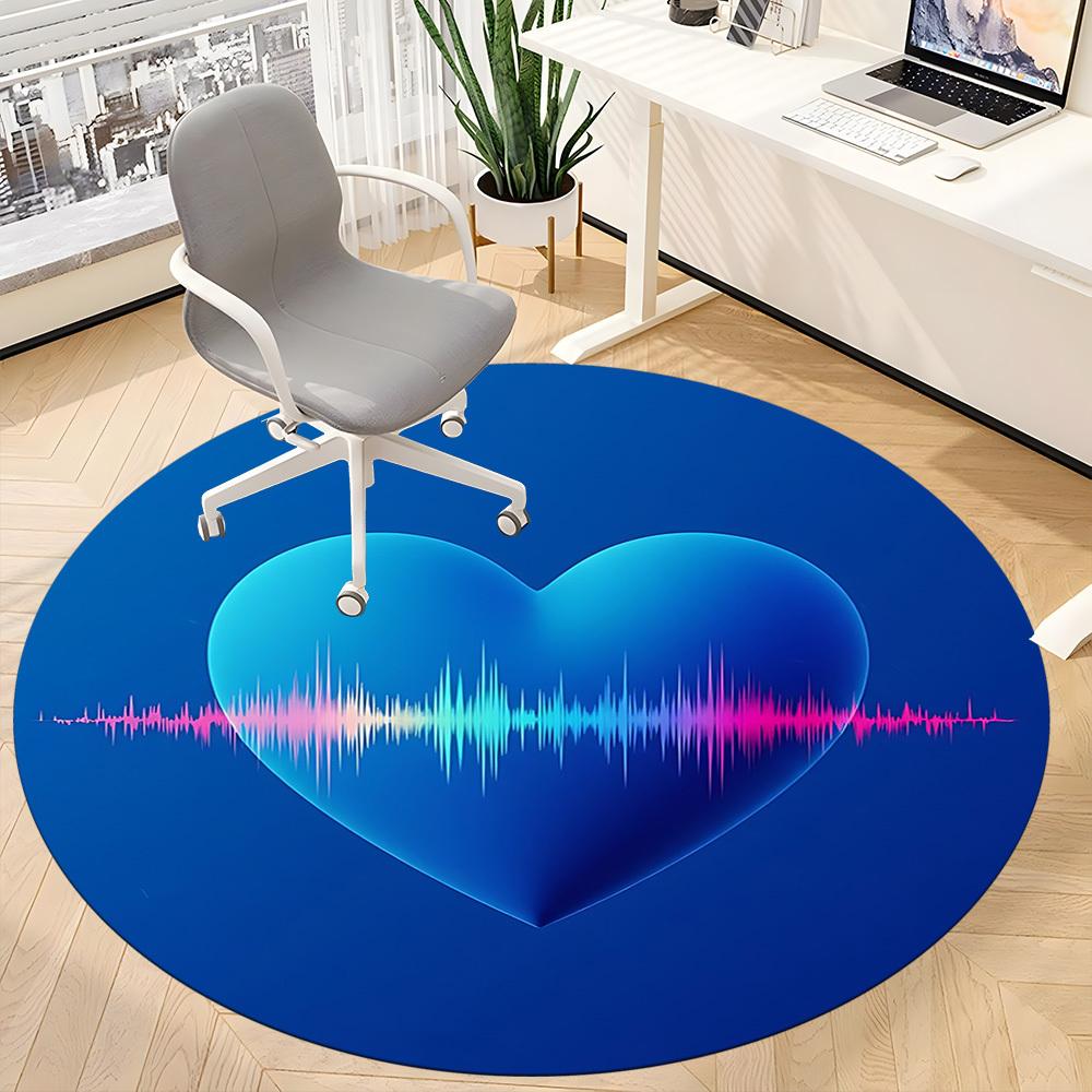 1pc Heartbeat Sound Wave Chair Carpet for Office, Non slip, Soft and Durable Office Rug for Interior Decoration