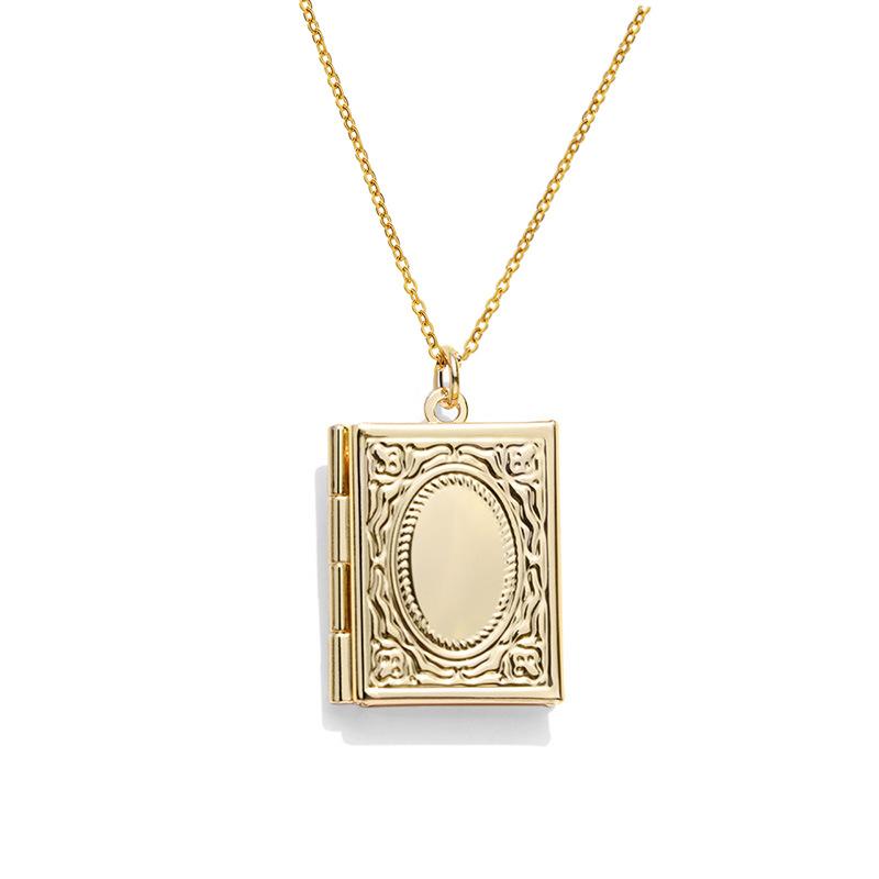 Женская винтажная цепочка с медальоном-книгой для двух фотографий