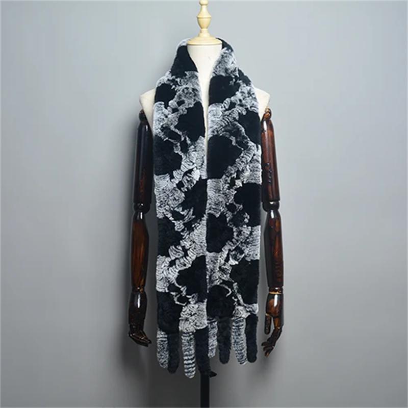 Новый женский шарф из шерсти кролика рекс, длинный шарф из натурального меха, зимний теплый уличный модный шарф из натурального меха