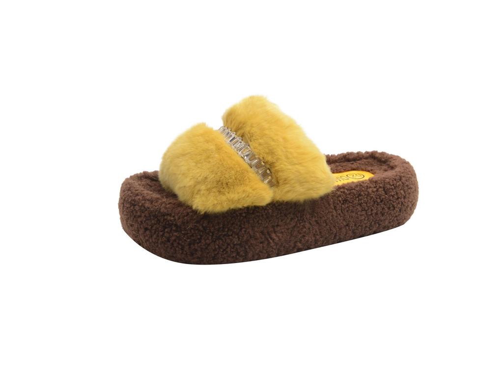 Women's Fuzzy Slippers: New 2025 Thick-Soled, Height-Enhancing, Plus Velvet Cotton for Autumn/Winter