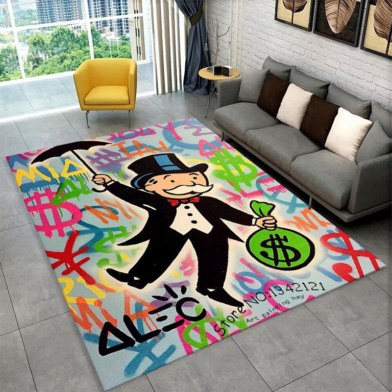 Monopoly Dollar Rich Game Cartoon Carpet Rug for Bedroom Living Room Sofa Playroom Doormat Home Decor,Kid play Area Rug Non-slip