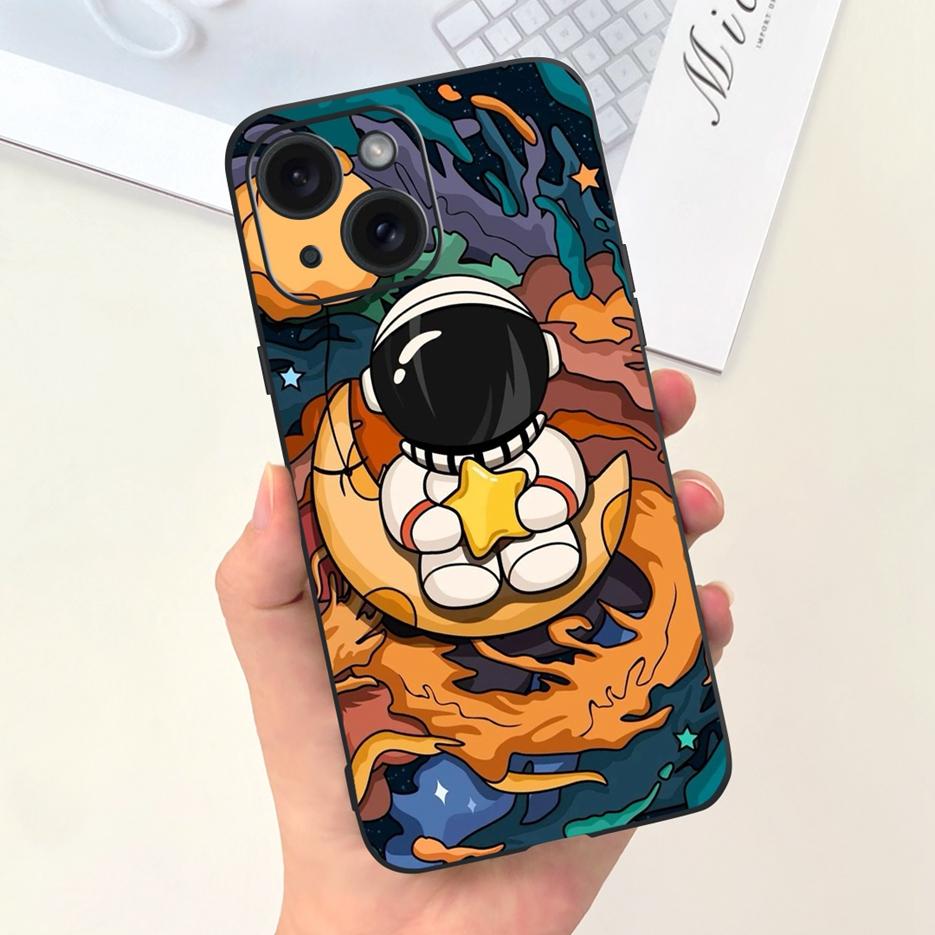 For Apple iPhone 15 Case Stylish Moon Spaceman Cartoon Cover Soft Silicone Phone Case For iPhone 15 Pro Max iPhone15 Plus Bumper