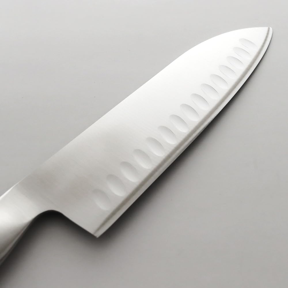 GLOBAL Santoku Knife Set All Stainless Made in Japan GST-B80 (18cm grooved) - Steel, (3-piece set)