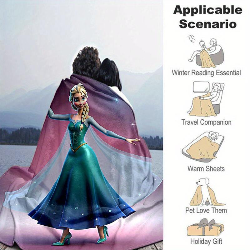 1pc, Cartoon Elsa Blanket, Seasonal Universal, Home Decoration, Throw Blankets, Cartoon Blanket, Soft Flannel Throw Blanket, Versatile & Coz