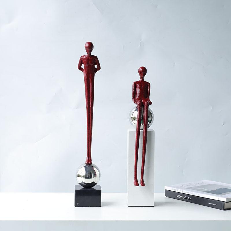 Металлические ornaments с персонажами Абстрактный Мыслитель Сидящий Человек-Шар Геометрический Портрет Скульптура Металлическая Фигурка Домашний Декор