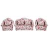 Son De ZosuMae Dollhouse Scale Dollhouse Accessories Flower Pattern Mini Furniture Sofa Set With Back Cushions [Trantean Mode] Sofa, 1/12 (# 2)