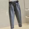 2025 Spring/Autumn Plus Size Harem Jeans for Girls - Loose, Slim, Straight Cut Carrot Pants