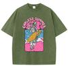 Fashion Women Cotton Washed T-Shirt Endless Summer Skull Surfing Printing Short Sleeve Casual Loose Tee Shirt Vintage Clothes