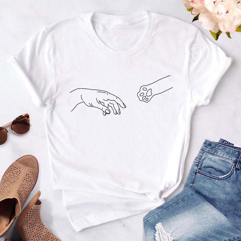Maycaur New Love Heart Dogs Paws Print T Shirt Unisex Cartoon Tshirt Funny Black Tshirt Summer Fashion Oneck Aesthetic Tshirts