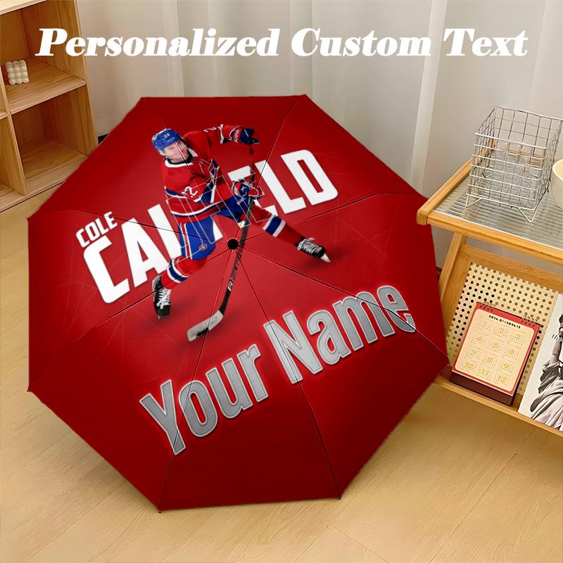 Автоматический 8-реберный зонт Montreal Canadiens, Персонализированный складной зонт с текстом имени, Зонт от дождя и солнца, Подарок