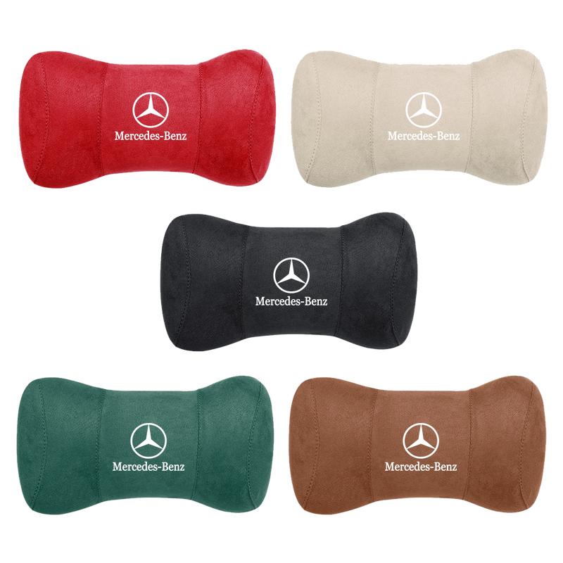 CQI1 Car Seat Suede Memory Cotton Neck Pillow Headrest For Mercedes Benz AMG W205 C300 W203 W206 W108 W124 W126 W140 W168 GLA GLB GLC