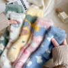 Flower Heart Pattern Velvet Socks Girls Cute Sweet Winter Warm Thick Middle Tube Sock