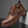 Martin Boots Men's 2025 New Leather Soft-soled Trendy Versatile Medium-top Men's Shoes Lace-up Casual Men's Tooling Boots