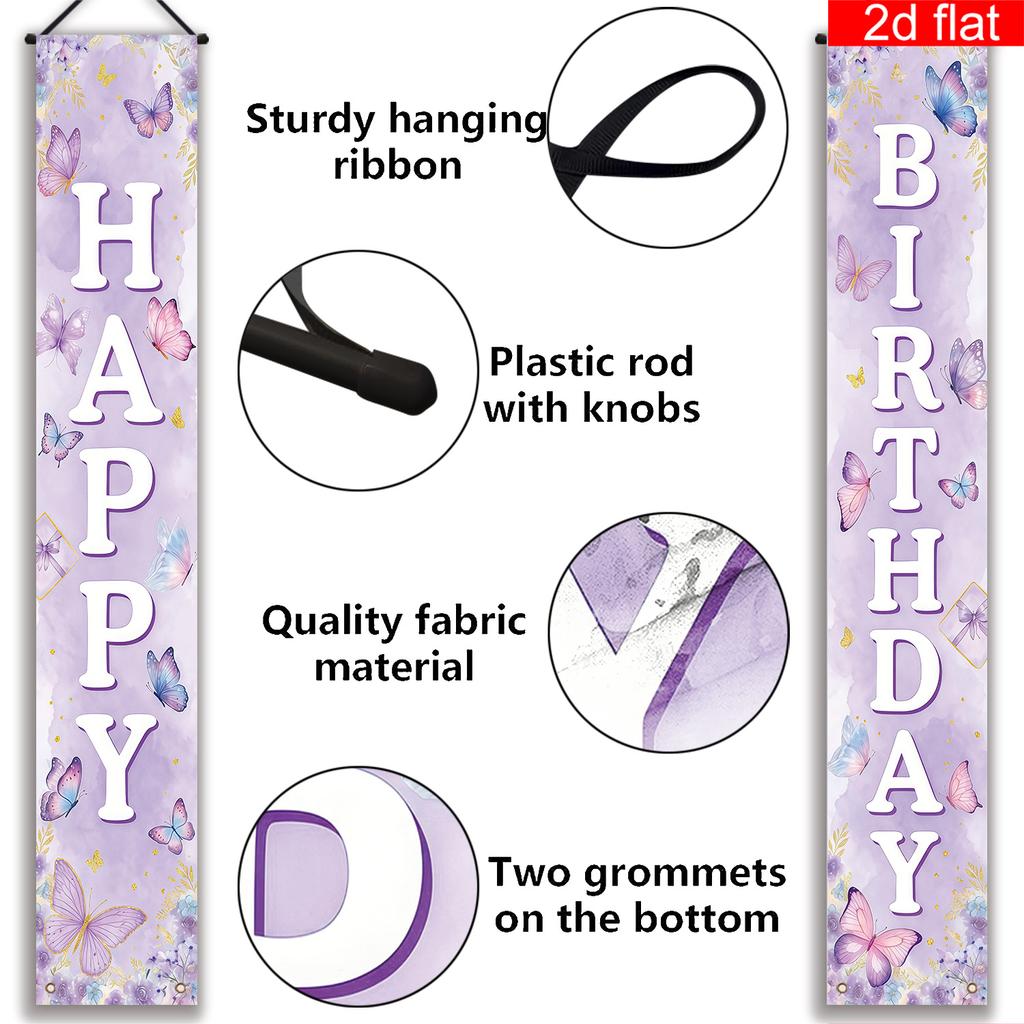 Happy Birthday Porch Sign Butterfly 1 Pair Indoor Outdoor Decor