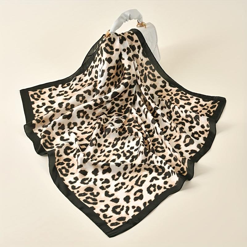 Fashion Leopard Print Square Scarf Women'S Satin Scarves Casual Decoration Small Shawl Luxury Headband Bandana