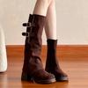 Модные женские туфли на высоком каблуке, высокие ботинки на массивной подошве, дизайнерская обувь, модные женские туфли-лодочки 2025, осеннее платье, для ходьбы, повседневные, готические, челси, женские ботильоны