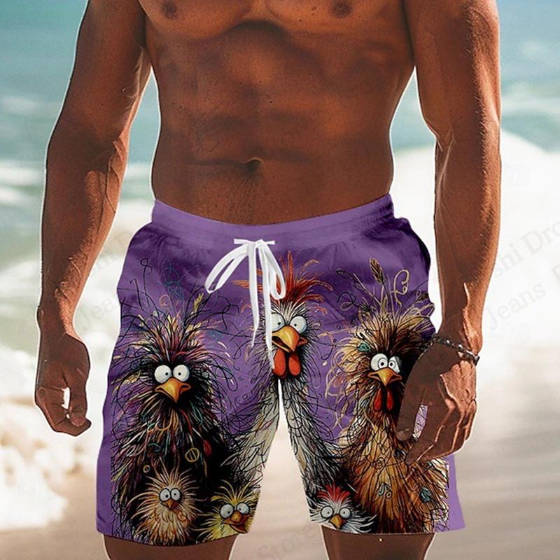 Смешная Животная Курица 3D Шорты для плавания на завязках Board Shorts Гавайские Шорты для серфинга Пляжные Шорты Мужские Плавки Спортивные Шорты