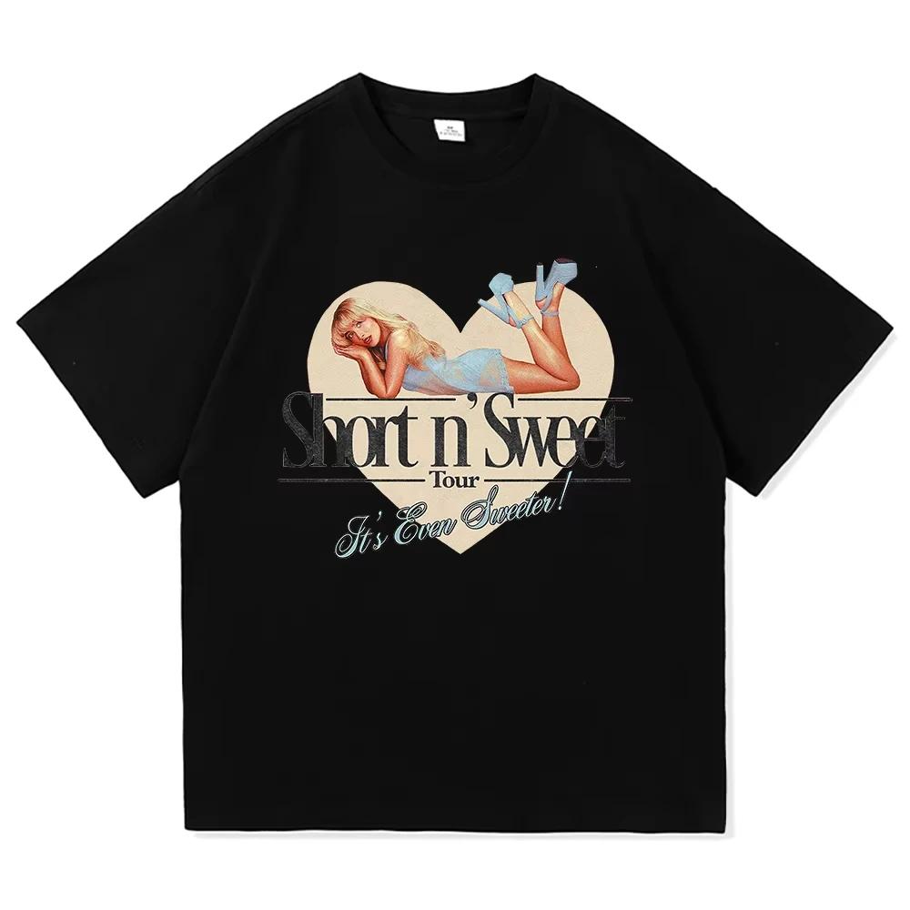 Summer New Sabrina Carpenter Short N' Sweet Tour 2025 T-Shirt Fashion Vintage T-Shirt Women's High Quality Breathable Tees Shirt