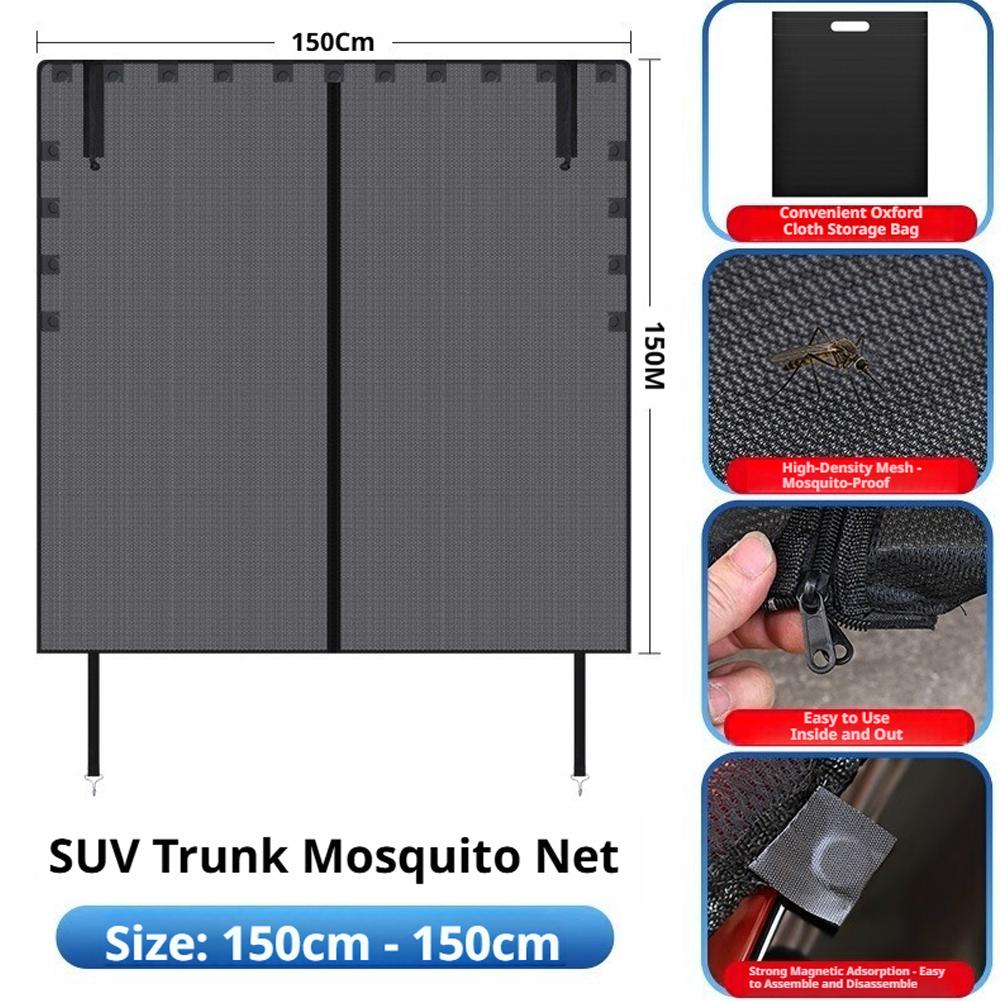 Car Trunk Mosquito Net Magnetic Screen for SUV Tailgate Ventilation Mesh Insect Proof Camping Gear Outdoor Travel Tool