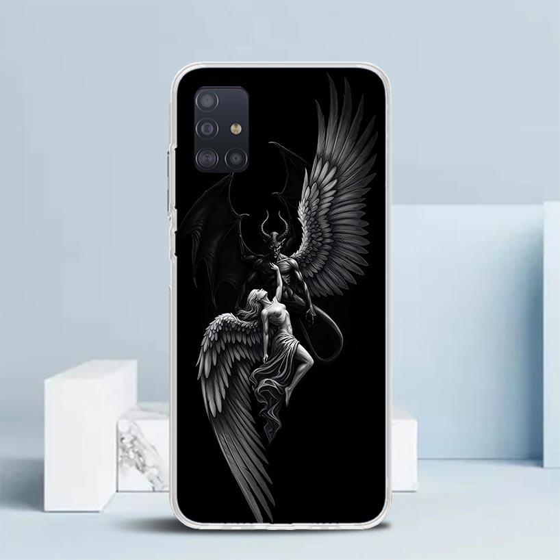 Ангельские Крылья Дьявол Плохой Мягкий Чехол для Samsung Galaxy A12 A22 A32 A52 A72 A02S Чехол для Телефона Note 20 Ultra 10 S10 Plus A51 A71 A50S A